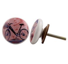 Multicolor Bicycle Flat Ceramic Drawer Knob